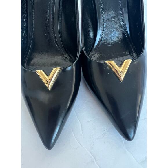 Louis Vuitton Heartbreaker Black Leather Slip On Stiletto Heel Pump Shoes Sz 5 - Picture 10 of 13